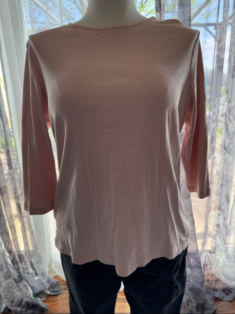 Christopher & Banks Soft Pink 3/4 Sleeve Crewneck Top